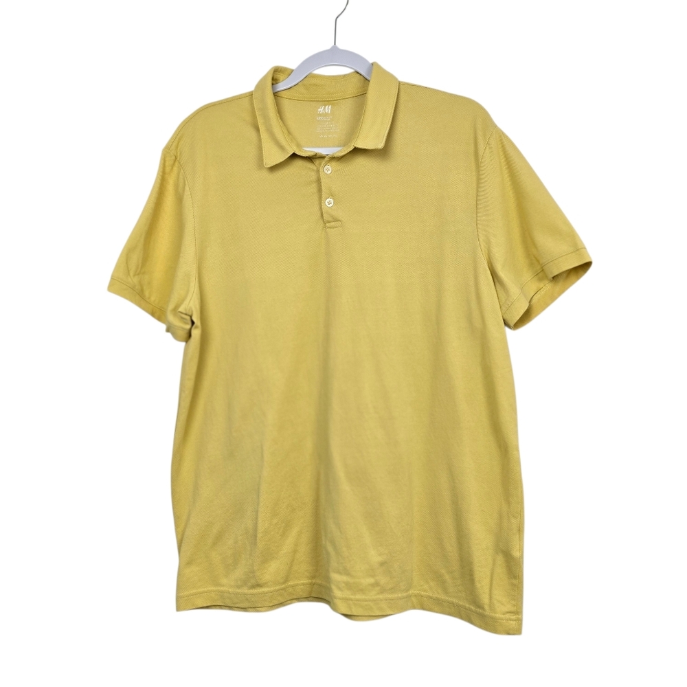 H&M Men’s Mustard Polo Shirt XL Short Sleeve Casual Classic Relaxed Fit Normcore